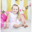 White Tank Top Light Pink Lace Bow & Birthday Girl Print & Light Pink Cotton Short Pantie & White Lace Ruffles P053